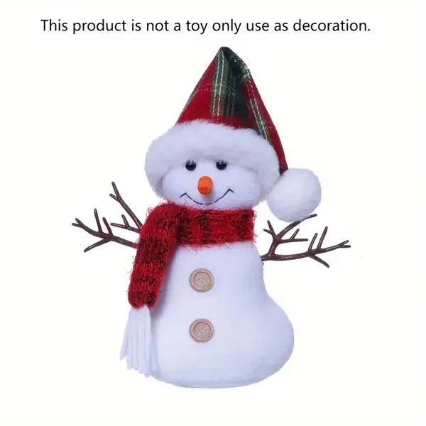 2Pcs Fabric Snowman Christmas Holiday Decor Set with Hat and Scarf