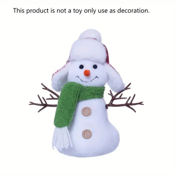 2Pcs Fabric Snowman Christmas Holiday Decor Set with Hat and Scarf
