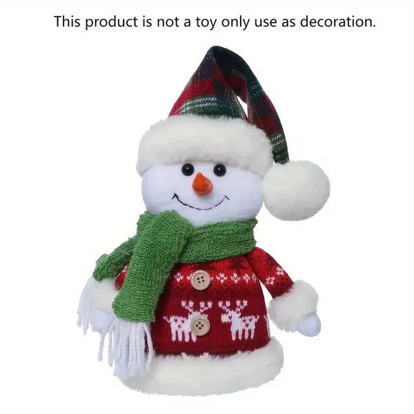 2Pcs Fabric Snowman Christmas Holiday Decor Set with Hat and Scarf
