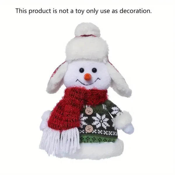 2Pcs Fabric Snowman Christmas Holiday Decor Set with Hat and Scarf