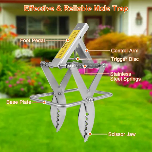 AEELLEEA 2 Pack Mole Traps 11.81" H, Galvanized Steel Scissor Pest Trap for Lawn Garden Yard Gopher Vole Control