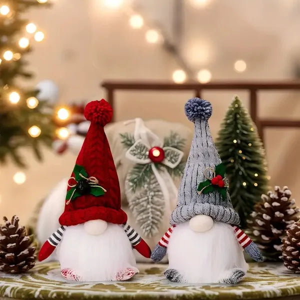 Light Up Autumn Gnomes 2-Pack - 4" LED Glowing Felt Gnome Decorations for Fall Thanksgiving Harvest Home Decor