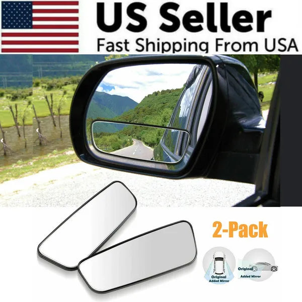 2‑Pack Car Blind Spot Mirrors, 360° Rotatable Convex Wide Angle Rear View Auxiliary Mirror, HD Glass Waterproof Self‑Adhesive Side Mirror for Vehicles