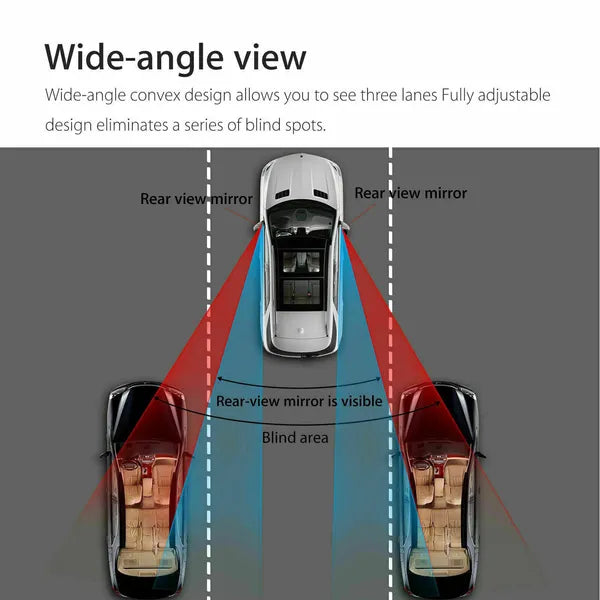 2‑Pack Car Blind Spot Mirrors, 360° Rotatable Convex Wide Angle Rear View Auxiliary Mirror, HD Glass Waterproof Self‑Adhesive Side Mirror for Vehicles