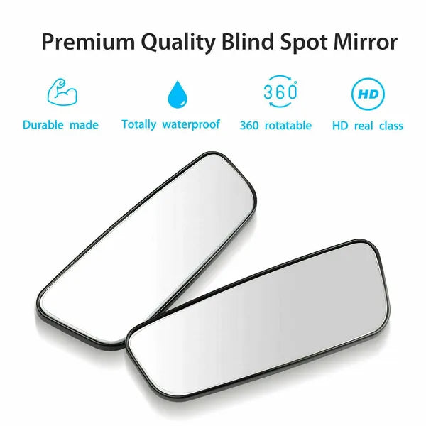2‑Pack Car Blind Spot Mirrors, 360° Rotatable Convex Wide Angle Rear View Auxiliary Mirror, HD Glass Waterproof Self‑Adhesive Side Mirror for Vehicles