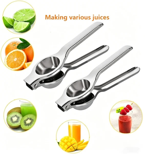 2Pcs Stainless Steel Lemon Squeezer, Manual Lime Juicer with Reinforced Hinges & Non-Slip Handle, Large 2.56" Citrus Press for Lemon Orange