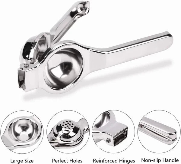 2Pcs Stainless Steel Lemon Squeezer, Manual Lime Juicer with Reinforced Hinges & Non-Slip Handle, Large 2.56" Citrus Press for Lemon Orange