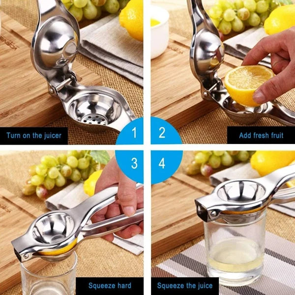 2Pcs Stainless Steel Lemon Squeezer, Manual Lime Juicer with Reinforced Hinges & Non-Slip Handle, Large 2.56" Citrus Press for Lemon Orange