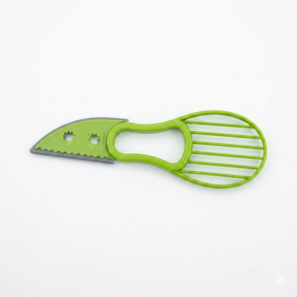 3-in-1 Avocado Slicer Cutter Pitter, Multifunctional Fruit Slicing Tool with Protective Cover, Food Grade Kitchen Gadget for Kiwi Strawberry Peach Apple Pitaya