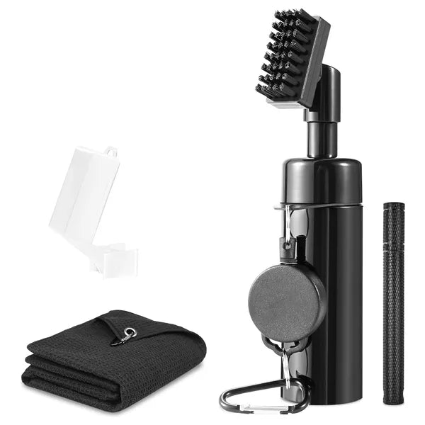 Aeelleea 3-in-1 Golf Club Cleaning Kit, 5oz Water Bottle, Retractable Clip, Groove Sharpener & Golf Towel, Golf Accessory Gift for Golfer