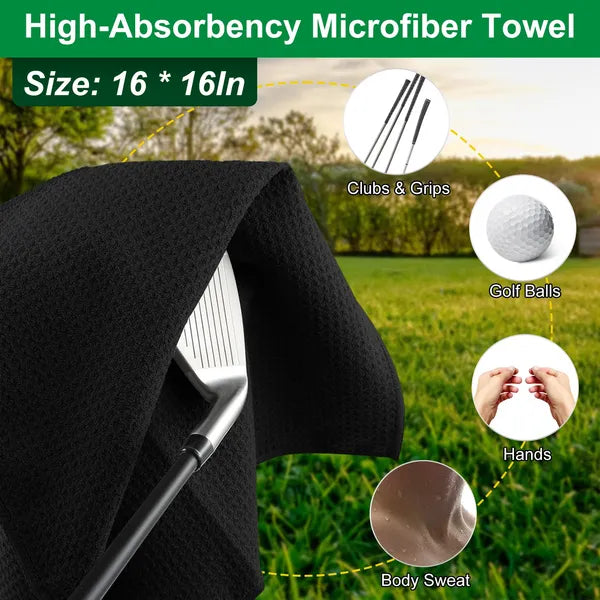 Aeelleea 3-in-1 Golf Club Cleaning Kit, 5oz Water Bottle, Retractable Clip, Groove Sharpener & Golf Towel, Golf Accessory Gift for Golfer