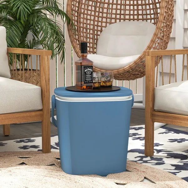 Aeelleea 3-in-1 Portable Cooler Bar Table, 23 Inch Height, Built-in Bottle Opener, Flip Top Lid, Outdoor Ice Bucket for Camping Poolside Party