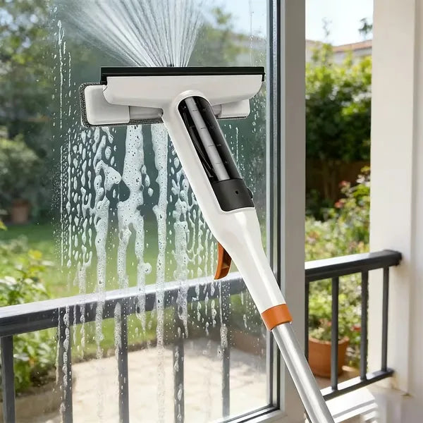 3 in 1 Window Squeegee Cleaning Set, Spray, Scrub & Streak-Free Wiper for Glass, Mirror & Car Windshield