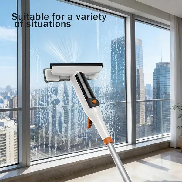 3 in 1 Window Squeegee Cleaning Set, Spray, Scrub & Streak-Free Wiper for Glass, Mirror & Car Windshield