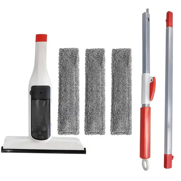3 in 1 Window Squeegee Cleaning Set, Spray, Scrub & Streak-Free Wiper for Glass, Mirror & Car Windshield