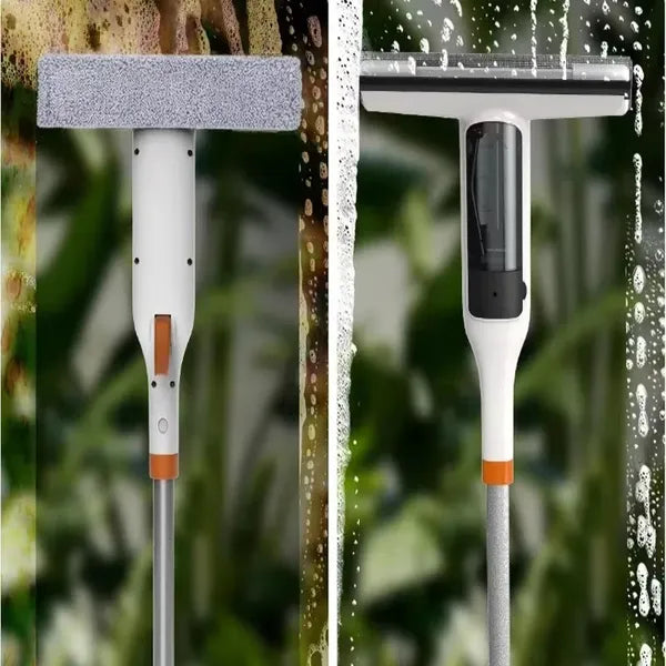 3 in 1 Window Squeegee Cleaning Set, Spray, Scrub & Streak-Free Wiper for Glass, Mirror & Car Windshield