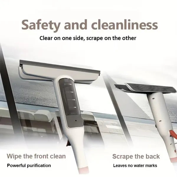 3 in 1 Window Squeegee Cleaning Set, Spray, Scrub & Streak-Free Wiper for Glass, Mirror & Car Windshield