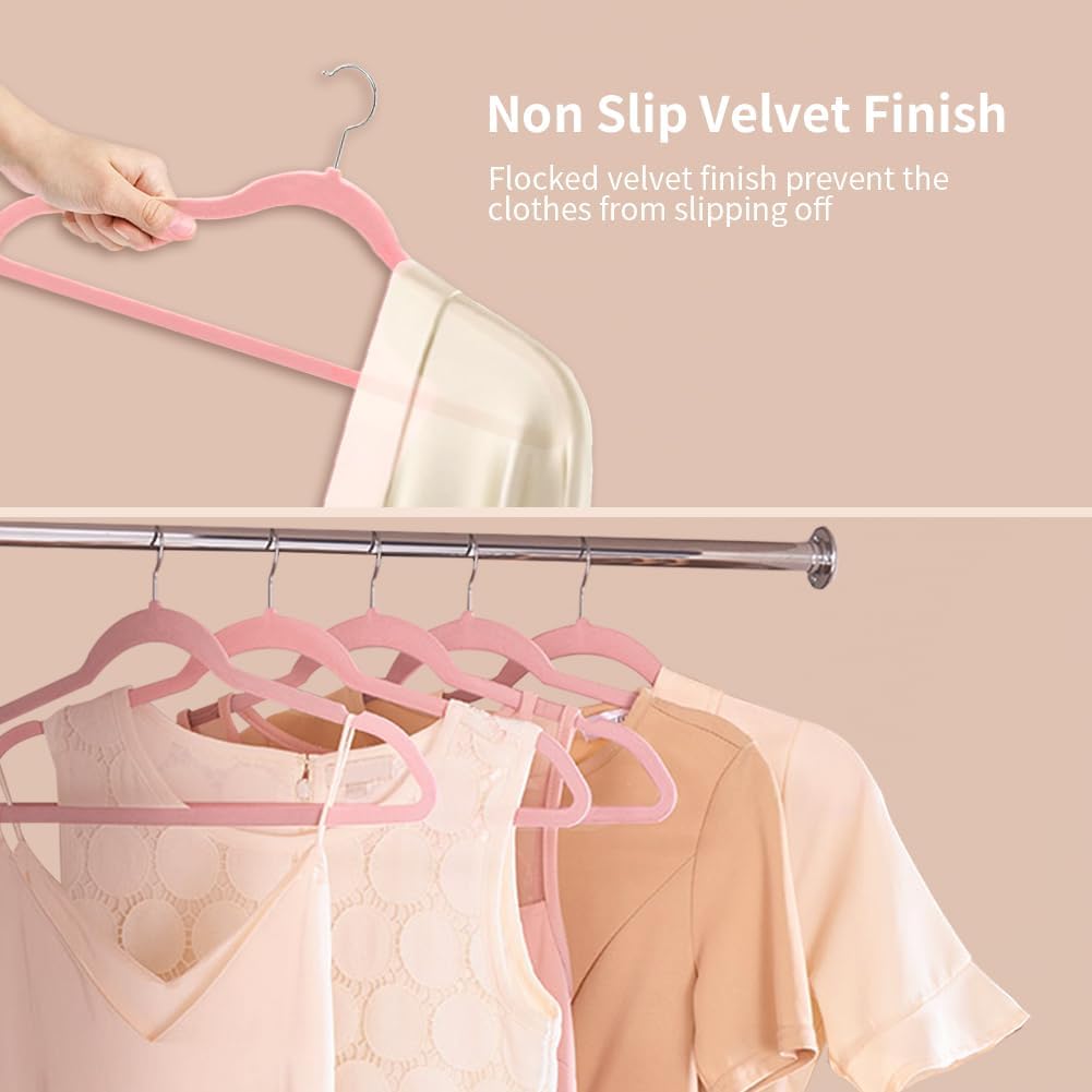 AEELLEEA 10 Pack Velvet Hangers, Premium Non-Slip Clothes Hangers, Pink