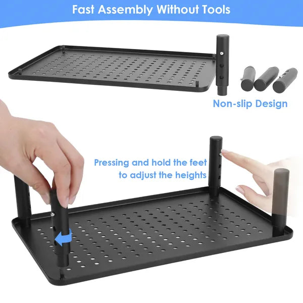 Aeelleea 14.37in x9.05in Adjustable Monitor Stand,3 Height Levels Metal Ventilated Riser,Supports Up to 44lbs,Easy Assembly for Home Office Desktop