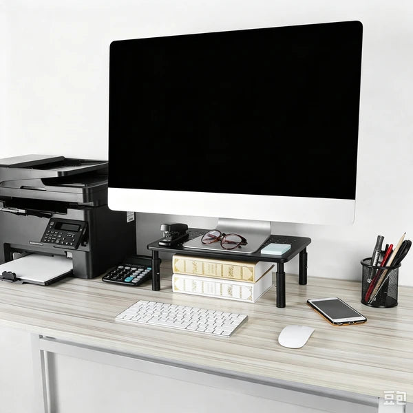 Aeelleea 14.37in x9.05in Adjustable Monitor Stand,3 Height Levels Metal Ventilated Riser,Supports Up to 44lbs,Easy Assembly for Home Office Desktop