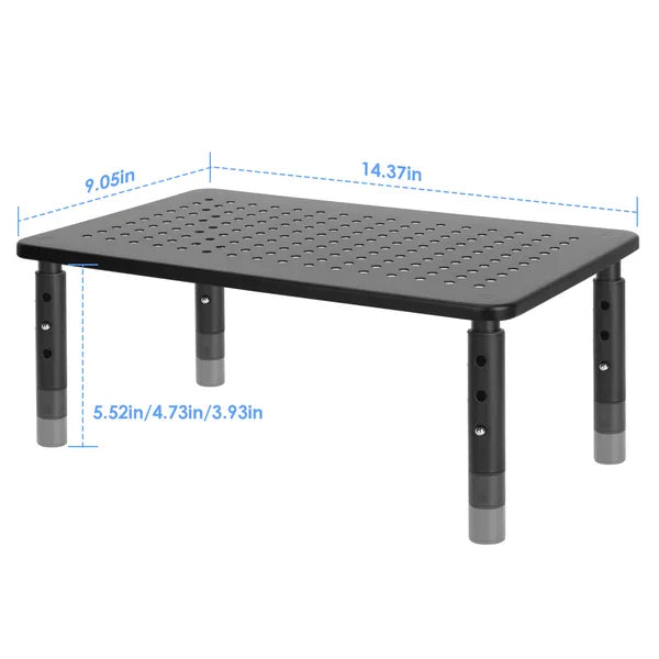 Aeelleea 14.37in x9.05in Adjustable Monitor Stand,3 Height Levels Metal Ventilated Riser,Supports Up to 44lbs,Easy Assembly for Home Office Desktop