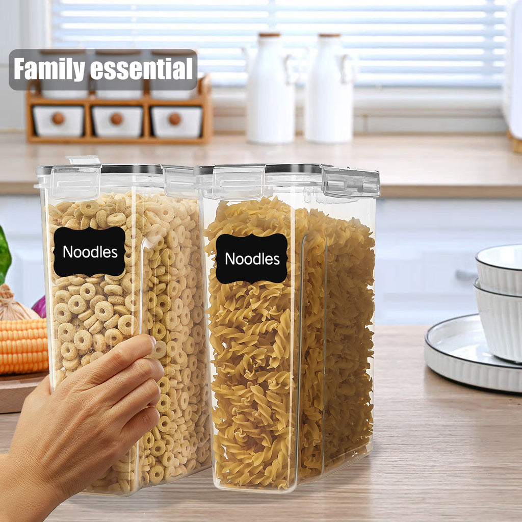 Cereal Containers Storage Set, 4PCS Airtight Food Storage Containers with Lids, Cereal Dispensers for Pantry Organization, Pour Spout, Labels and Marker