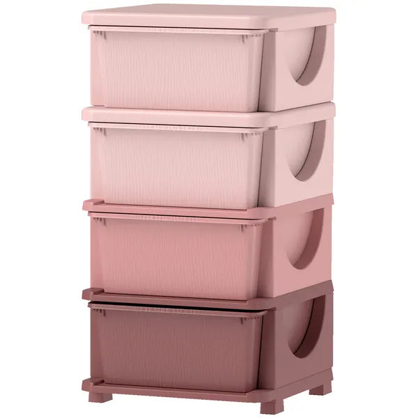 30 Inch 4-Tier Kids Storage Dresser, Plastic Drawer Cabinet for Nursery Bedroom Toy Clothes Organizer
