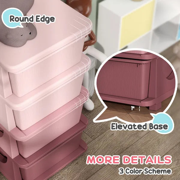 30 Inch 4-Tier Kids Storage Dresser, Plastic Drawer Cabinet for Nursery Bedroom Toy Clothes Organizer
