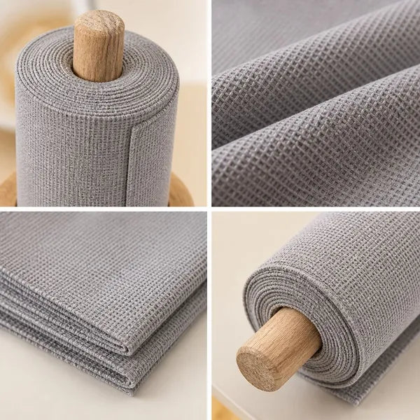 Aeelleea 30 Count Gray Reusable Tear Away Roll Cleaning Cloths, Washable Kitchen Wiping Rags Paper Towel Alternative