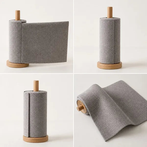 Aeelleea 30 Count Gray Reusable Tear Away Roll Cleaning Cloths, Washable Kitchen Wiping Rags Paper Towel Alternative