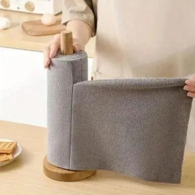 Aeelleea 30 Count Gray Reusable Tear Away Roll Cleaning Cloths, Washable Kitchen Wiping Rags Paper Towel Alternative