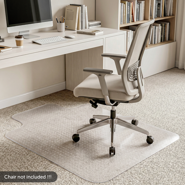 AEELLEEA Clear PVC Office Chair Mat for Carpet, Non-Slip Studded Backing, Easy-Clean Floor Protector, 37.4 x 35.4 in
