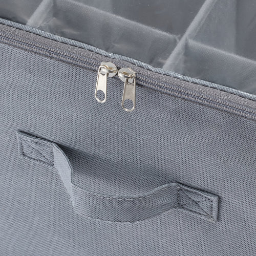 Under Bed Shoe Storage Organizer, 16 Compartments with Adjustable Dividers, Clear Window & Reinforced Handles, Breathable.