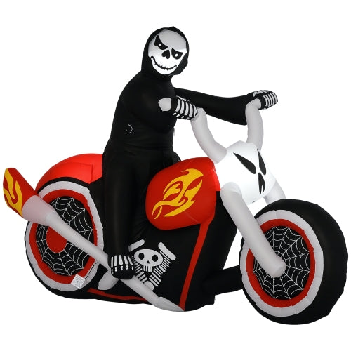 AEELLEEA 6' Inflatable Skeleton Motorcycle Halloween Decoration, Outdoor Yard Decor