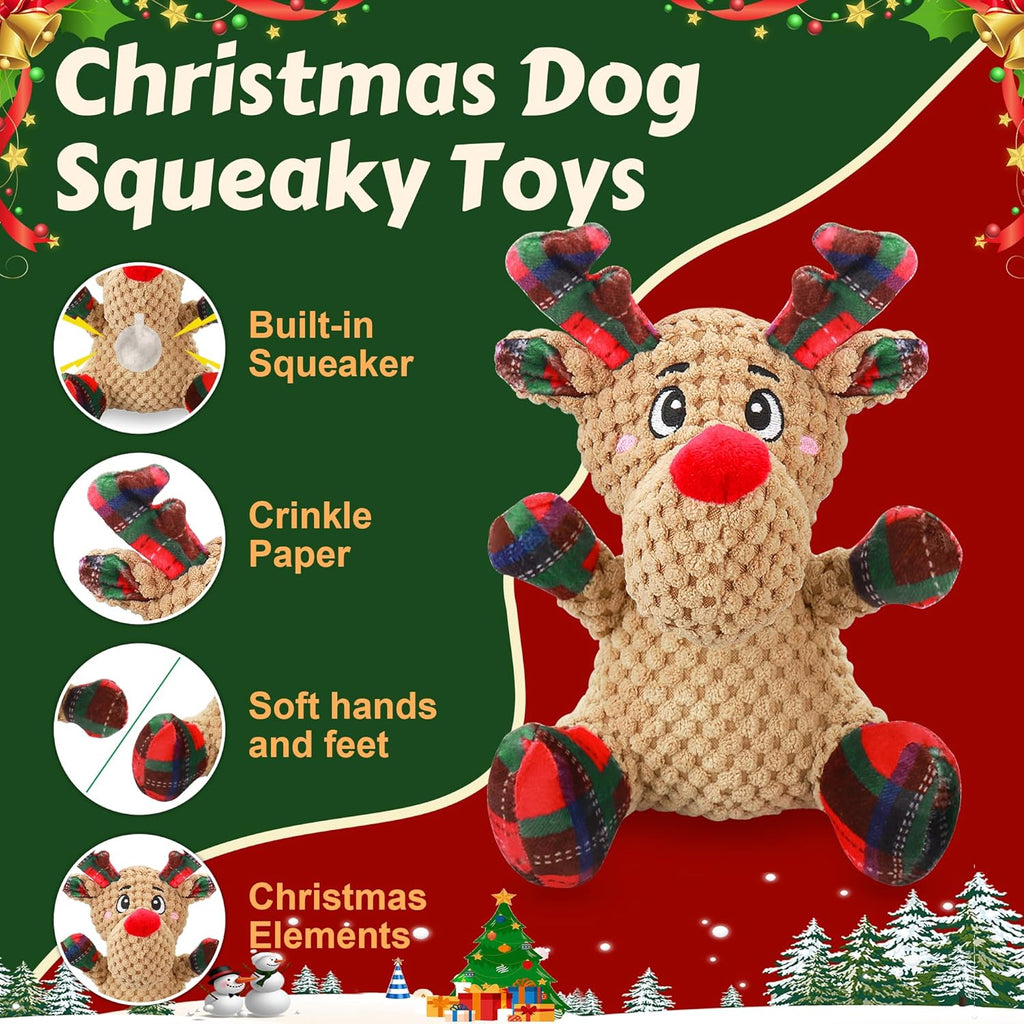 Dog Toys, Dog Squeaky Toy with Crinkle Paper, Interactive Durable Plush Dog Chew Toys for Puppy, Small, Middle, Large Dogs Training and Reduce Boredom