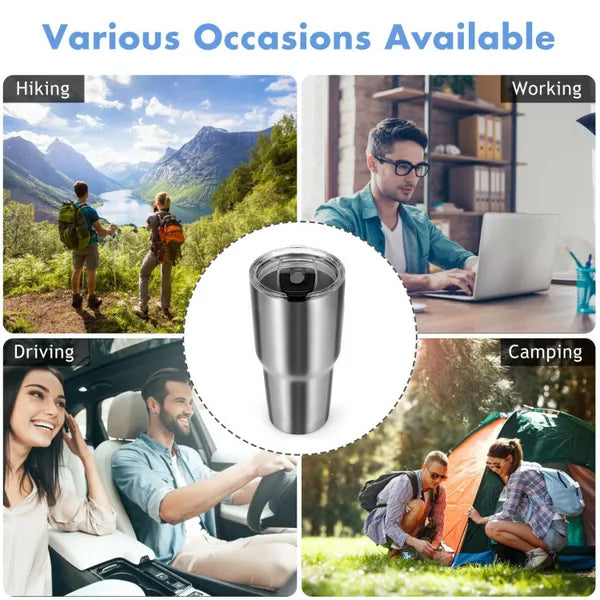 30oz Double Wall Vacuum Insulated Stainless Steel Tumbler, Travel Coffee Cup with Splash Proof Lid