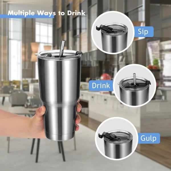 30oz Double Wall Vacuum Insulated Stainless Steel Tumbler, Travel Coffee Cup with Splash Proof Lid