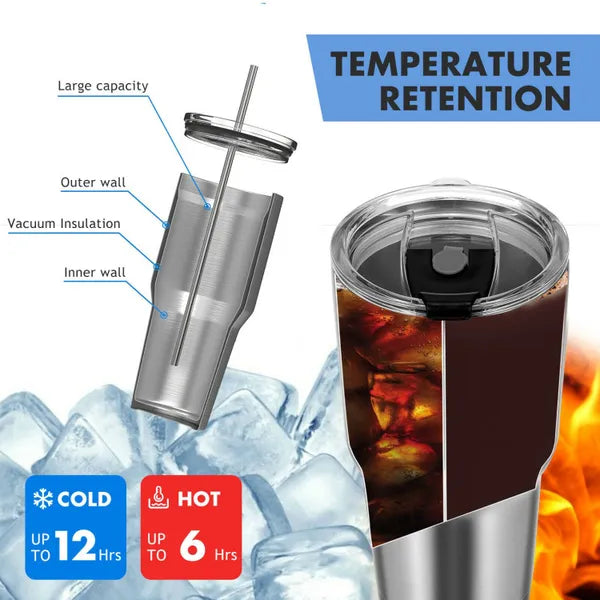 30oz Double Wall Vacuum Insulated Stainless Steel Tumbler, Travel Coffee Cup with Splash Proof Lid