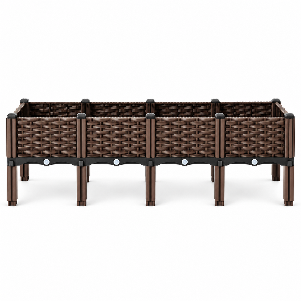 Set of 4 Raised Garden Bed with Legs Outdoor, Planter Raised Beds Kits with Drain Holes, Fruit Flowers Vegetables Standing Box for Patio Deck Porch Backyard