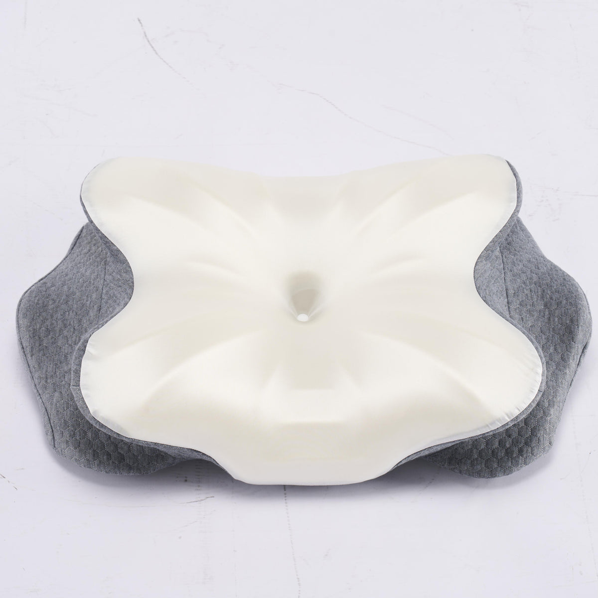 Aeelleea White & Dark Gray Contour Memory Foam Pillow Cervical Support Neck Pain Relief