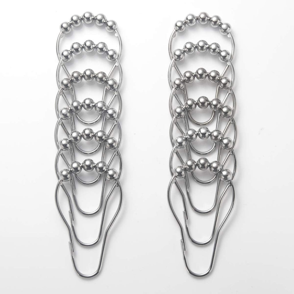 Metal Shower Curtain Hooks Rings, Rust Proof 5 Roller Balls Shower Curtain Rings for Bathroom Shower Rod, Set of 12