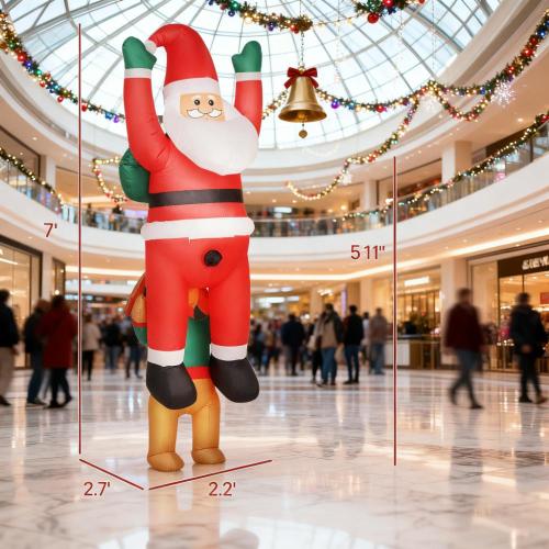 AEELLEEA 7' Inflatable Santa Riding Reindeer Christmas Decoration with LED Lights, Outdoor Yard Holiday Decor