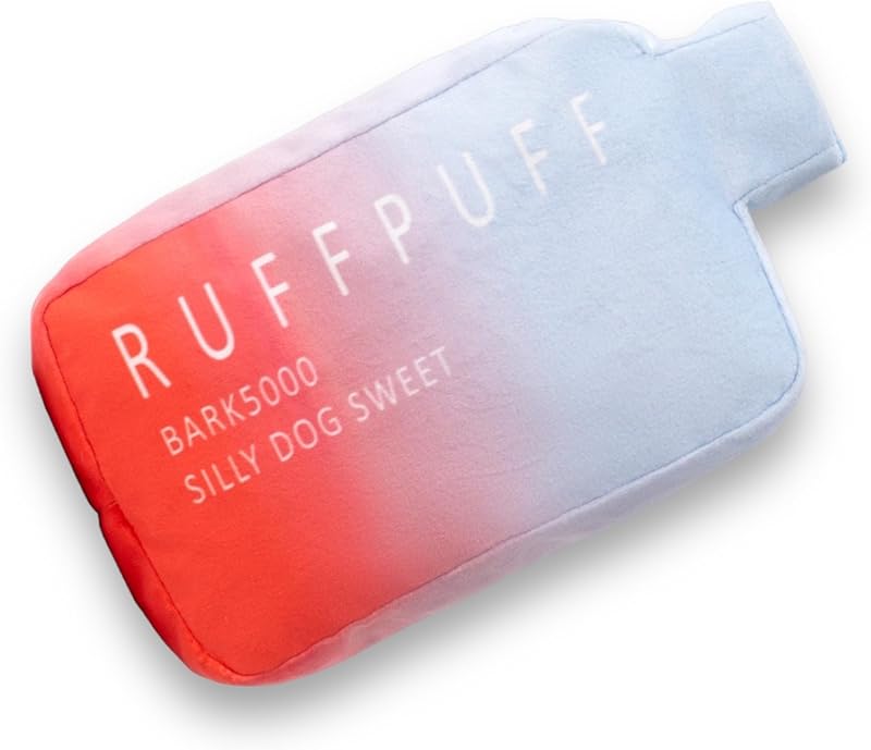 RUFF PUFF Dog Toys - Funny Cute Plush Dog Toys with Squeaker - Parody Dog Toy - Puppy Toys - Dog Birthday - Bark Toys (Red, Blue)