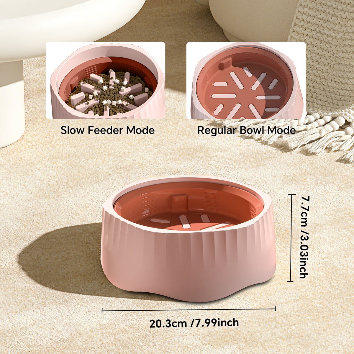 Cat Slow Feeder Bowl with Removable Insert and Non-Slip Base, Maze Anti-Choke Design, for Cats, Green
