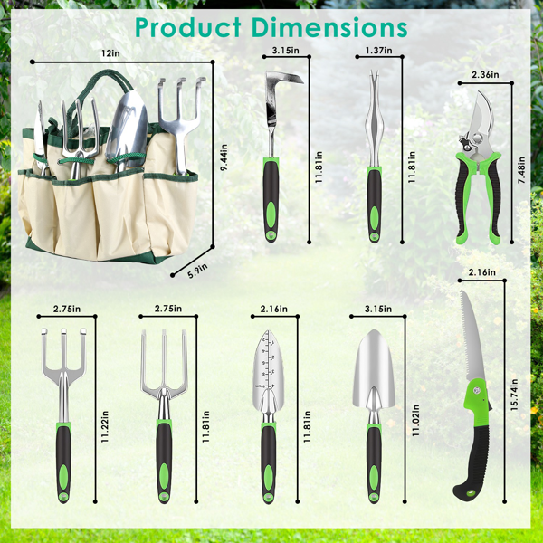 13 Piece Gardening Tool Set, Aluminum Garden Tools with Bag and Gloves