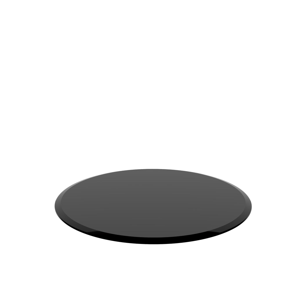 AEELLEEA 32 in Round Black Tempered Glass Table Top, 0.4 in Thick Beveled Edge Replacement Top for Coffee & Dining Tables