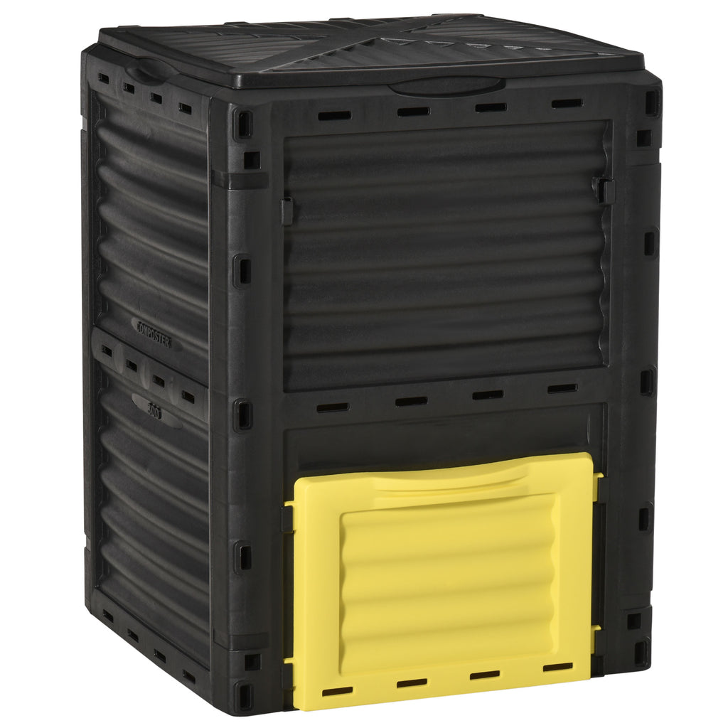80 Gallon Outdoor Compost Bin, Outdoor Trash Can with Lid, Large Garden Garbage Can, Aerating Composter for Backyard Waste, Easy Assembly, Yellow ✅ 必含全部指定关键词：