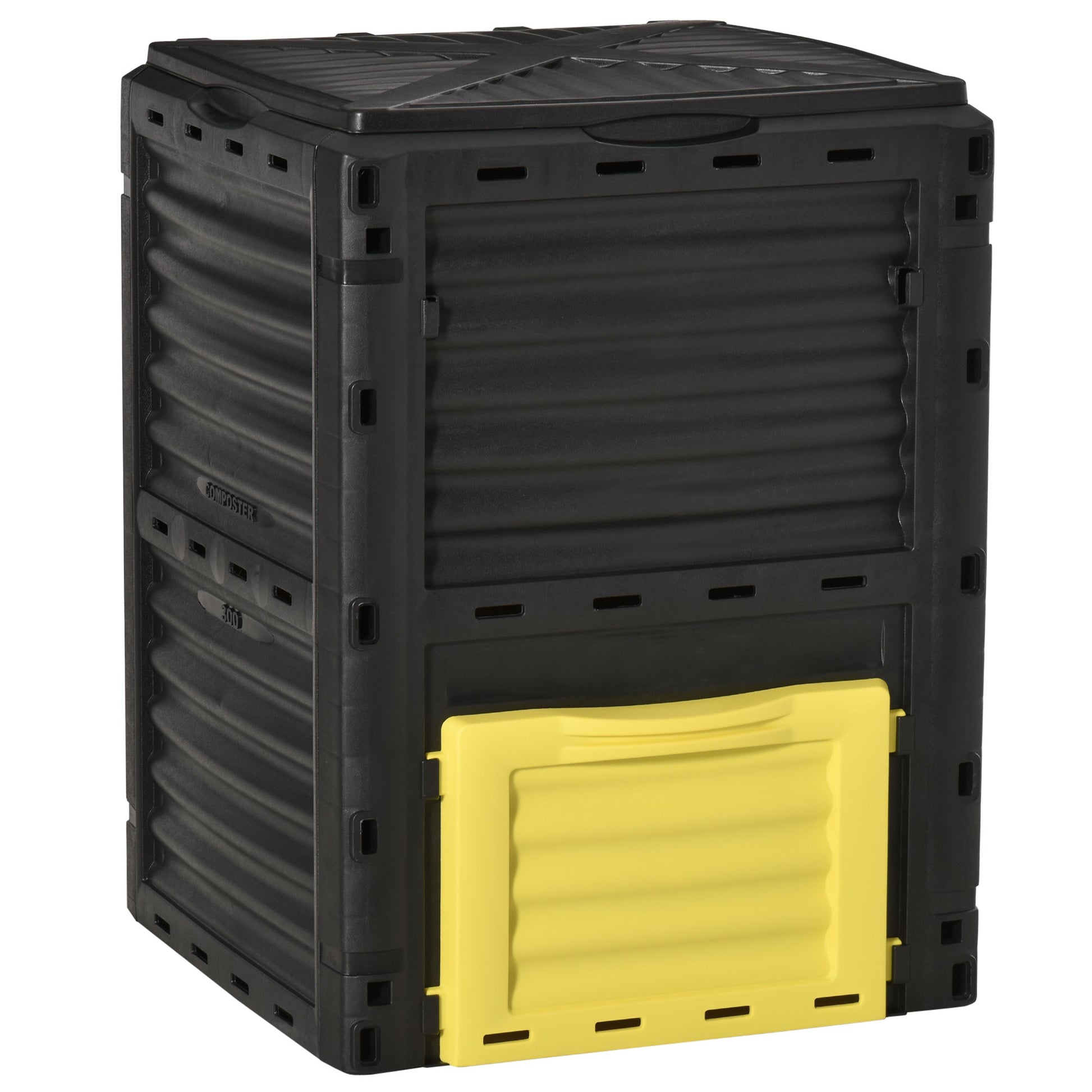 80 Gallon Outdoor Compost Bin, Outdoor Trash Can with Lid, Large Garden Garbage Can, Aerating Composter for Backyard Waste, Easy Assembly, Yellow ✅ 必含全部指定关键词：