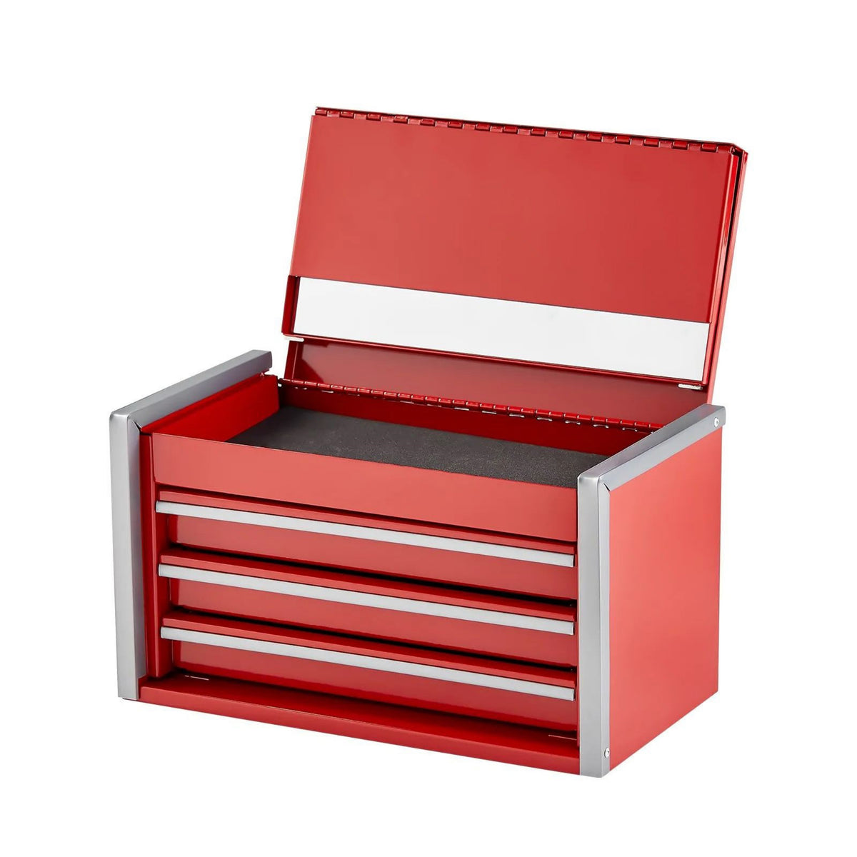 Mini Metal Tool Box with 3 Drawers, Powder Coated Steel Small Storage Chest with Magnetic Lid, Portable Desktop Organizer for Tools, Jewelry & Craft Supplies