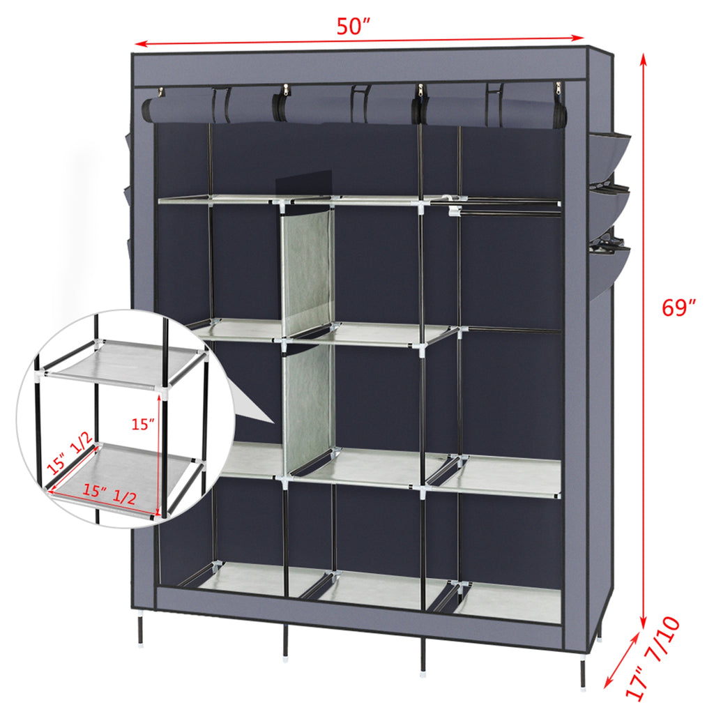 AEELLEEA- Freestanding Non-Woven Fabric Wardrobe, 69 Inch Portable Assembled Closet with Steel Frame